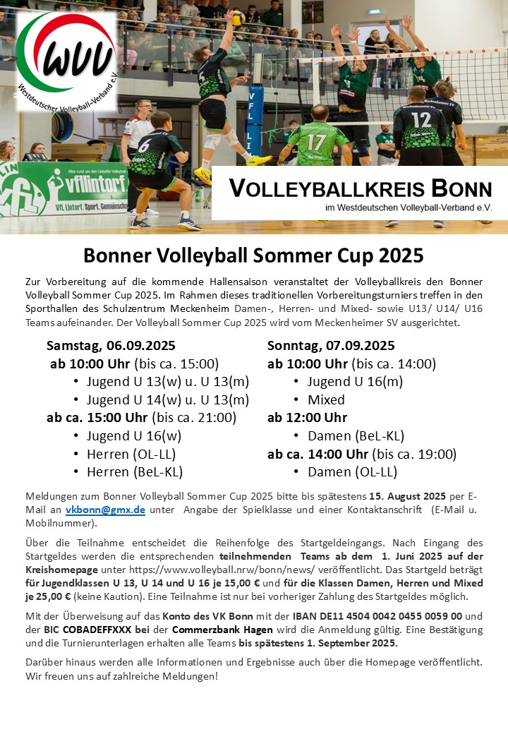 Ausschreibung Bonner Sommercup 2025
